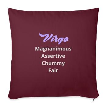 Logo signe astrologique "Vierge" - Housse de coussin décorative 45 x 45 cm - bordeaux - Devant