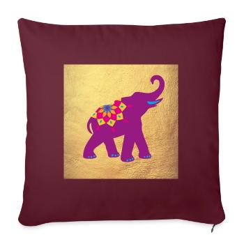 Affiche Déco Yoga Eléphant Mandala Inde Méditation - Housse de coussin décorative 45 x 45 cm - bordeaux - Devant