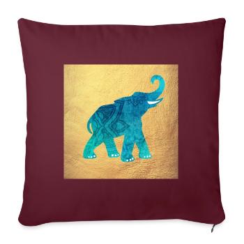 Affiche Elephant Mandala Gold India Décoration Yoga - Housse de coussin décorative 45 x 45 cm - bordeaux - Devant