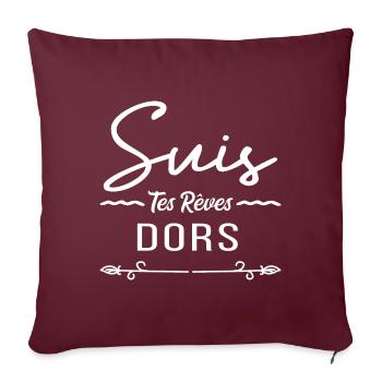 suis tes rêves dors - Housse de coussin décorative 45 x 45 cm - bordeaux - Devant