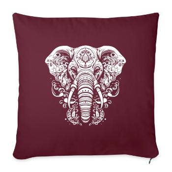 Mandala éléphant - Housse de coussin décorative 45 x 45 cm - bordeaux - Devant