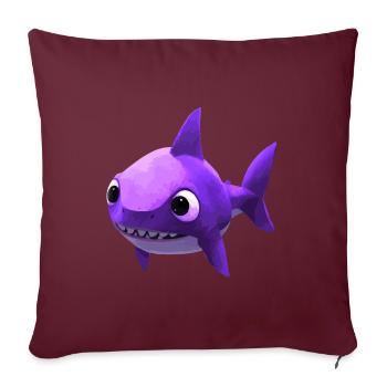 Bébé requin rose - Mignon et élégant - Housse de coussin décorative 45 x 45 cm - bordeaux - Devant