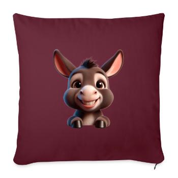 Bébé âne Esel Mule - Housse de coussin décorative 45 x 45 cm - bordeaux - Devant
