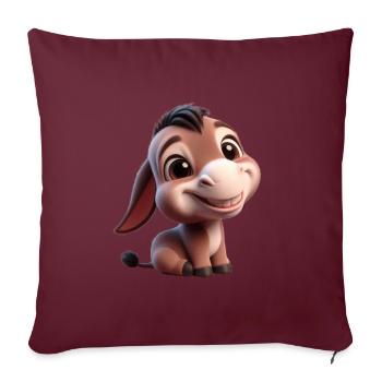 Bébé âne Esel Mule - Housse de coussin décorative 45 x 45 cm - bordeaux - Devant