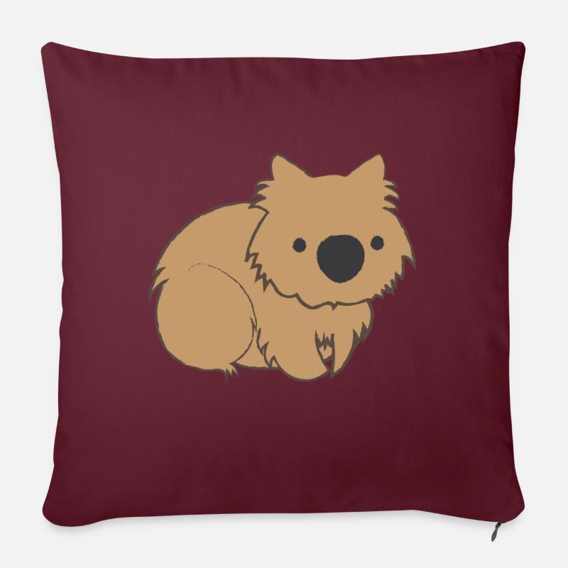 Wombat mignon wombat - Housse de coussin décorative 45 x 45 cm - bordeaux