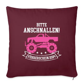 Führerschein Prüfung Bestanden Fahrschule 2024 - Sofakissenbezug 45 x 45 cm - Burgunderrot - Vorne
