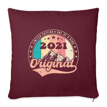 Cadeau Anniversaire 2021 Femme | Née en 2021 - Housse de coussin décorative 45 x 45 cm - bordeaux - Devant
