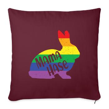 Mama Hase Hasenmama Regenbogen Queere LGBTQ Ostern - Sofakissenbezug 45 x 45 cm - Burgunderrot - Vorne