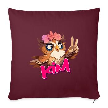 KIM - Beau nom de fille avec hibou mignon - Housse de coussin décorative 45 x 45 cm - bordeaux - Devant