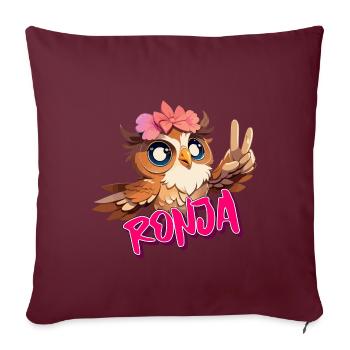 RONJA - Beau nom de fille avec un hibou mignon - Housse de coussin décorative 45 x 45 cm - bordeaux - Devant