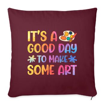 Artistes - Une bonne journée pour faire de l’art - Housse de coussin décorative 45 x 45 cm - bordeaux - Devant