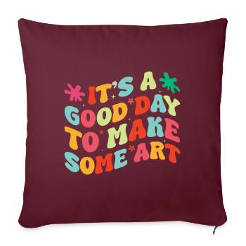 Artistes - Une bonne journée pour faire de l’art - Housse de coussin décorative 45 x 45 cm - bordeaux - Devant