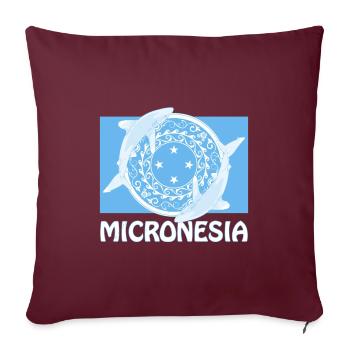 Drapeau de la Micronésie et requins d’eau profonde à pointe blanche - Housse de coussin décorative 45 x 45 cm - bordeaux - Devant