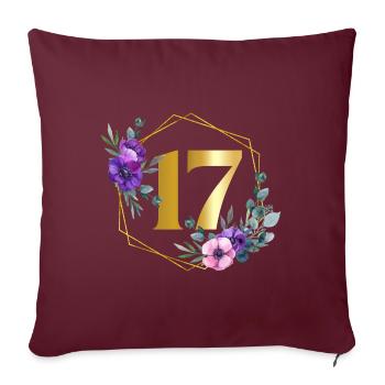Geburtstag 17 Mädchen Blumenkranz Siebzehn 17 Jahr - Sofakissenbezug 45 x 45 cm - Burgunderrot - Vorne