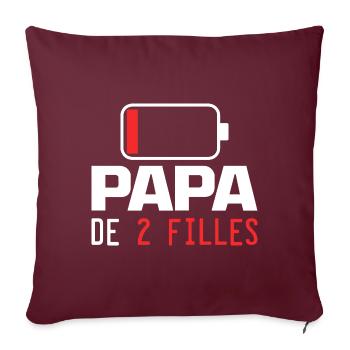 Homme Papa De 2 filles Cadeau Drôle fête des pères - Housse de coussin décorative 45 x 45 cm - bordeaux - Devant