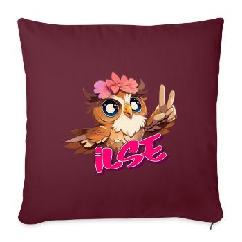 ILSE - Beau nom de fille avec hibou mignon - Housse de coussin décorative 45 x 45 cm - bordeaux - Devant