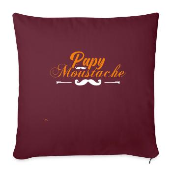 papy moustache, Idée cadeau d'élégance. - Housse de coussin décorative 45 x 45 cm - bordeaux - Devant