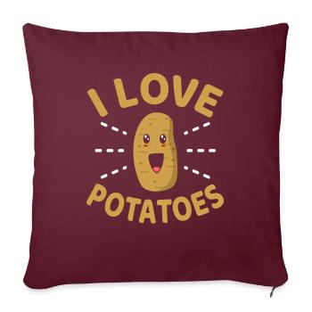 J’aime les patates Jardiniers drôles - Housse de coussin décorative 45 x 45 cm - bordeaux - Devant