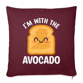 Je suis avec avocat guacamole amateur d’avocats - Housse de coussin décorative 45 x 45 cm - bordeaux - Devant