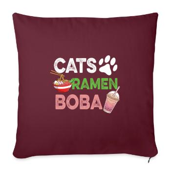 Chats Ramen Boba Thé Chai Buveur de thé Amateurs de thé - Housse de coussin décorative 45 x 45 cm - bordeaux - Devant