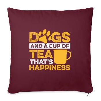 Chiens et Thé Chai Buveurs Tea Lovers Chai Thé - Housse de coussin décorative 45 x 45 cm - bordeaux - Devant