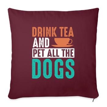 Boire du thé Pet Dogs Chai Buveur - Housse de coussin décorative 45 x 45 cm - bordeaux - Devant