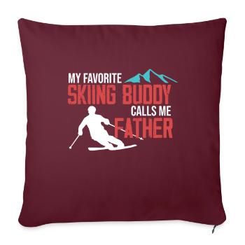 Skiing Buddy m’appelle Père Ski Neige - Housse de coussin décorative 45 x 45 cm - bordeaux - Devant