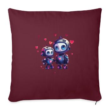 Roboter Mutter mit Kind Design - Sofakissenbezug 45 x 45 cm - Burgunderrot - Vorne