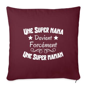 T-shirt Femme Humour Super Maman - Housse de coussin décorative 45 x 45 cm - bordeaux - Devant