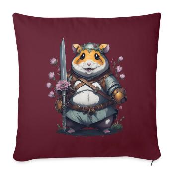 Hamster - Ninja Warrior: Flowery Fighters - Housse de coussin décorative 45 x 45 cm - bordeaux - Devant