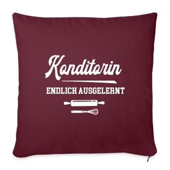 Konditorin Endlich Ausgelernt Lehrling Gesellin - Sofakissenbezug 45 x 45 cm - Burgunderrot - Vorne