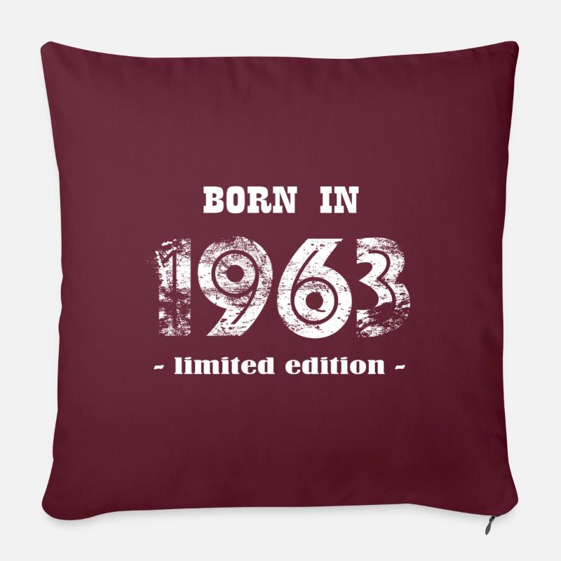 Born in 1963 - limited edition - Sofakissenbezug 45 x 45 cm - Burgunderrot