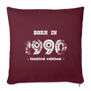 NÉ EN 1990 - édition limitée - Housse de coussin décorative 45 x 45 cm - bordeaux - Devant