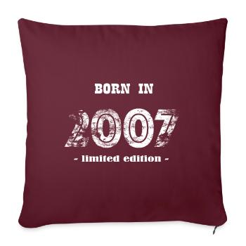 NÉ EN 2007 - édition limitée - Housse de coussin décorative 45 x 45 cm - bordeaux - Devant