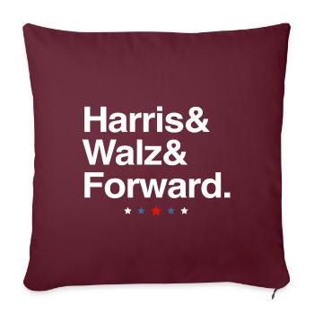 Kamala Harris & Tim Walz 2024 Maillot Forward - Housse de coussin décorative 45 x 45 cm - bordeaux - Devant