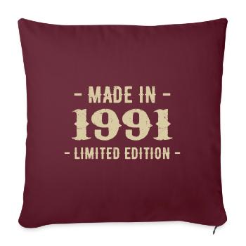 Vintage 1991 Édition Limitée Cadeau 1991 - Housse de coussin décorative 45 x 45 cm - bordeaux - Devant