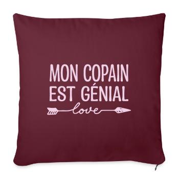 Mon Copain est génial, cadeau copain.cadeau copine - Housse de coussin décorative 45 x 45 cm - bordeaux - Devant