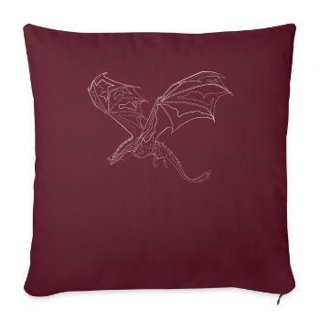 Dragon motif animal - one line drawing - Housse de coussin décorative 45 x 45 cm - bordeaux - Devant
