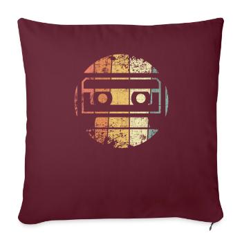 Rétro cassette de musique - Housse de coussin décorative 45 x 45 cm - bordeaux - Devant