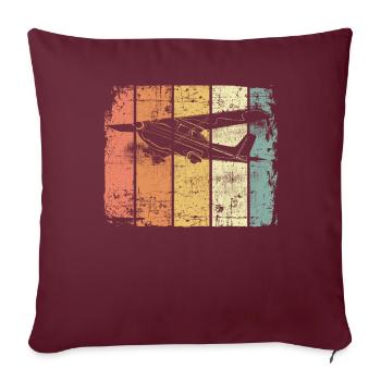 Avion rétro pilote - Housse de coussin décorative 45 x 45 cm - bordeaux - Devant