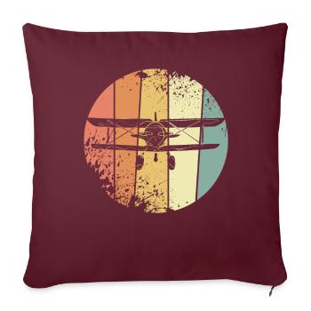 Rétro avion - Housse de coussin décorative 45 x 45 cm - bordeaux - Devant