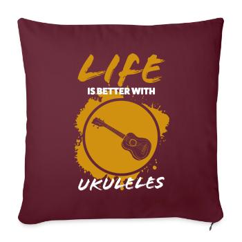 Ukulele - Housse de coussin décorative 45 x 45 cm - bordeaux - Devant