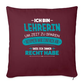 Lehrerin - Sofakissenbezug 45 x 45 cm - Burgunderrot - Vorne