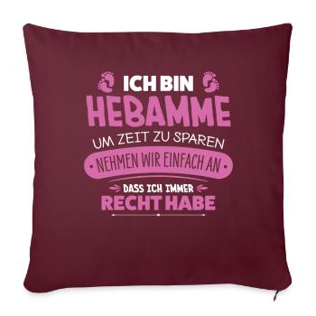 Hebamme - Sofakissenbezug 45 x 45 cm - Burgunderrot - Vorne