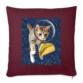 Katze und Taco - Sofakissenbezug 45 x 45 cm - Burgunderrot - Vorne