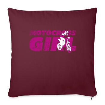 Moto motocross fille - Housse de coussin décorative 45 x 45 cm - bordeaux - Devant