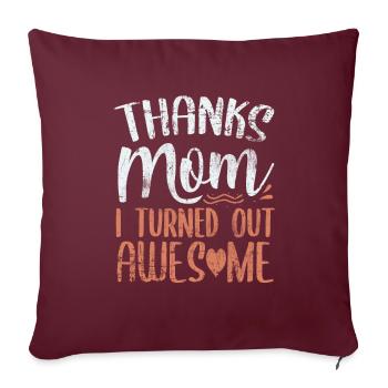 Merci maman - Housse de coussin décorative 45 x 45 cm - bordeaux - Devant