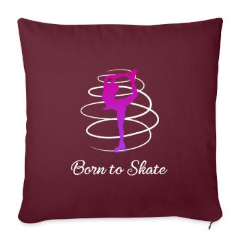 Patineuse artistique de patinage artistique de patinage sur glace de fille - Housse de coussin décorative 45 x 45 cm - bordeaux - Devant