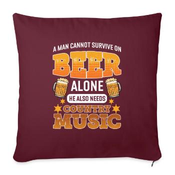 Mens Beer und Country Music Design Country Music - Sofakissenbezug 45 x 45 cm - Burgunderrot - Vorne