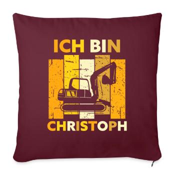 Christoph Geschenk Name Namensschild Geburtstag - Sofakissenbezug 45 x 45 cm - Burgunderrot - Vorne